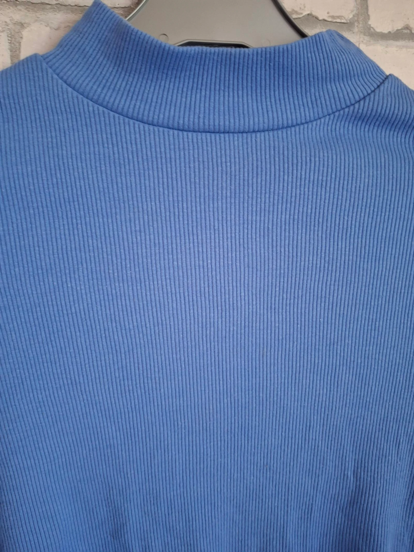 Blue ribbed top with stand-up collar size S Jennyfer – photo 2